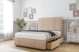 "Comfort Beds Arya Plush Divan Base 2 Drawers - 26"" Headboard-Footboard in Stone - Size: Single" - thumbnail 1