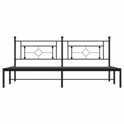 Berkfield Home Metal Bed Frame without Mattress with Headboard Black 193x203cm - Size: 193x203 cm - thumbnail 5