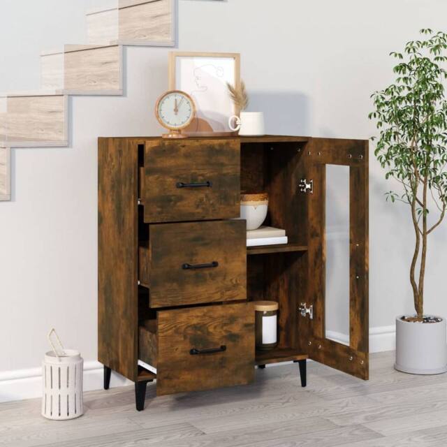 Berkfield Home Sideboard Smoked Oak 69.5x34x90 cm Engineered Wood in Brown - image 1
