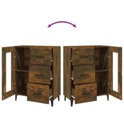 Berkfield Home Sideboard Smoked Oak 69.5x34x90 cm Engineered Wood in Brown - thumbnail 9