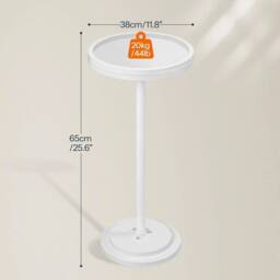 FORGEVIO Round Side Table, Small Bedside 30 x 30 x 65 cm in White - thumbnail 2