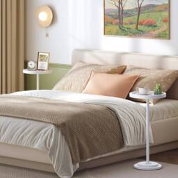 FORGEVIO Round Side Table, Small Bedside 30 x 30 x 65 cm in White - thumbnail 3
