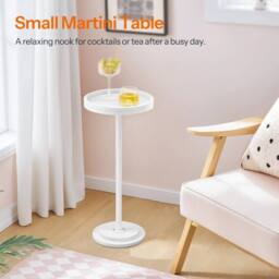 FORGEVIO Round Side Table, Small Bedside 30 x 30 x 65 cm in White - thumbnail 5