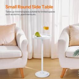 FORGEVIO Round Side Table, Small Bedside 30 x 30 x 65 cm in White - thumbnail 4