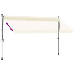 Berkfield Home Retractable Awning Cream 350x150 cm Fabric & Steel - thumbnail 6