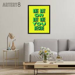 "Artery8 One Day Or Day One You Decide Green Yellow Black Framed Canvas Art - Size: W12"" x H16""" - thumbnail 3
