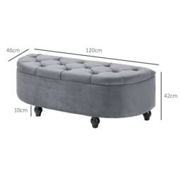 Wyld Haus Rafili Velvet Feel Dark Grey Semi Circle Storage Bench Tufted Seat - thumbnail 4