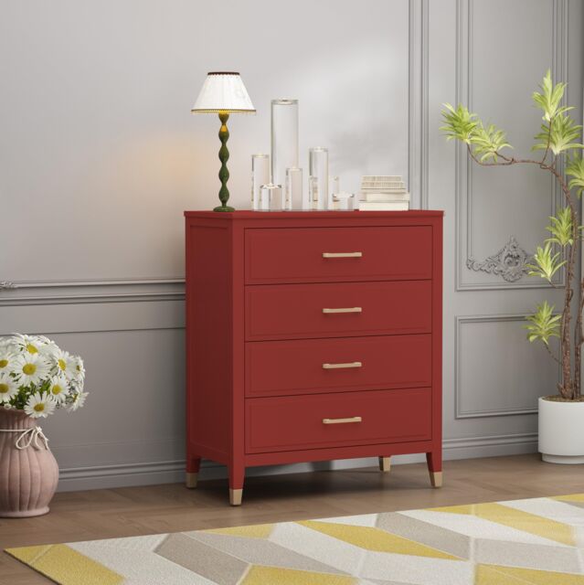 Cabinet Bits Palazzi 4 Drawer Chest of Drawers in Red - image 1
