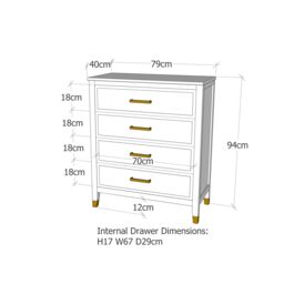 Cabinet Bits Palazzi 4 Drawer Chest of Drawers in Red - thumbnail 6