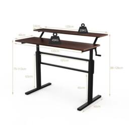 KORVIXA Two-Tier Sit to Standing Desk Height Adjustable Laptop Table in Brown - Size: 0.6m2 - thumbnail 2