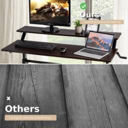 KORVIXA Two-Tier Sit to Standing Desk Height Adjustable Laptop Table in Brown - Size: 0.6m2 - thumbnail 4