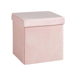 Home Source Folding Ottoman Chest Solid Sturdy Storage Bedding Box Trunk in Light Pink - thumbnail 5