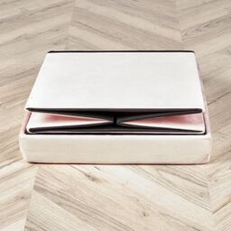 Home Source Folding Ottoman Chest Solid Sturdy Storage Bedding Box Trunk in Light Pink - thumbnail 4