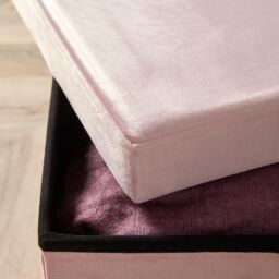 Home Source Folding Ottoman Chest Solid Sturdy Storage Bedding Box Trunk in Light Pink - thumbnail 3