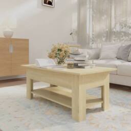 Berkfield Home Coffee Table Sonoma Oak 102x55x42 cm Engineered Wood in Light Brown - Size: 102 x 55 x 42 cm - thumbnail 6