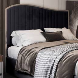 Casani Totternhoe Upholstered Soft Velvet Black Metal Designer Bed Frame - Size: Double - thumbnail 6