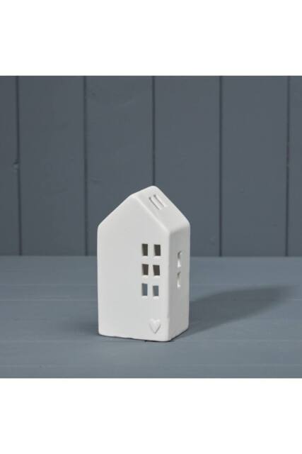 KDMD White Ceramic Tealight House with Heart Decal - image 1