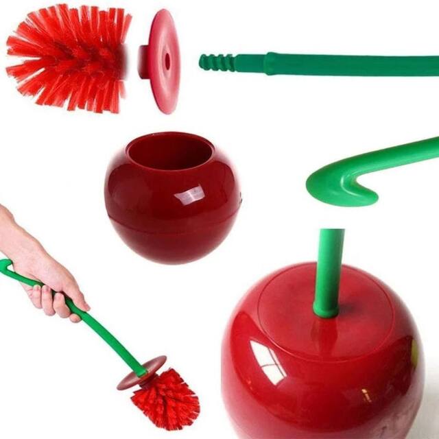 PAWNORA Toilet Brush & Holder Set in Red - image 1