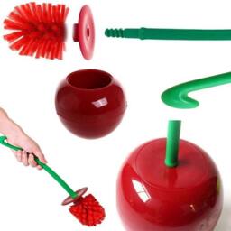 PAWNORA Toilet Brush & Holder Set in Red