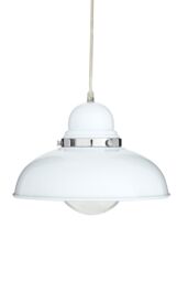 Orsina White Finish Pendant Light With Chrome Detail, Streamlined Hanging Lamp, Glossy Urban Ceiling Fixture - thumbnail 3