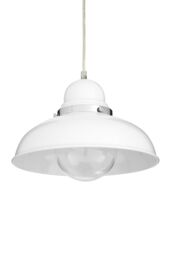 Orsina White Finish Pendant Light With Chrome Detail, Streamlined Hanging Lamp, Glossy Urban Ceiling Fixture - thumbnail 4