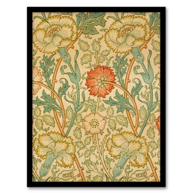 Artery8 Pink Carnations & Roses W. Morris Vintage Framed Wall Art Print - Size: A4 - image 1