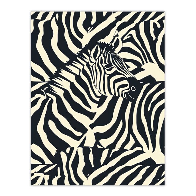 "Artery8 Wall Art Print Zebra in Stripes Animal Pattern Poster in Black - Size: W12"" x H16""" - image 1