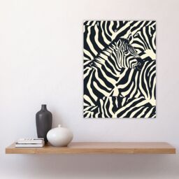 "Artery8 Wall Art Print Zebra in Stripes Animal Pattern Poster in Black - Size: W12"" x H16""" - thumbnail 4