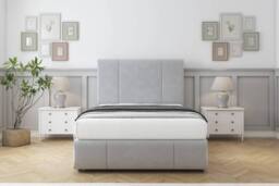 "Comfort Beds Arya Plush Divan Base 2 Drawers - 26"" Headboard-Footboard in Silver - Size: King" - thumbnail 3