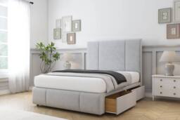 "Comfort Beds Arya Plush Divan Base 2 Drawers - 26"" Headboard-Footboard in Silver - Size: King" - thumbnail 1