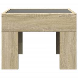 Berkfield Home Decorative Bedside Table with Infinity LED Sonoma Oak 40x40x30 cm in Light Tan - Size: 40 x 40 x 30 cm - thumbnail 4