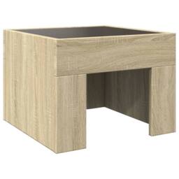 Berkfield Home Decorative Bedside Table with Infinity LED Sonoma Oak 40x40x30 cm in Light Tan - Size: 40 x 40 x 30 cm - thumbnail 6