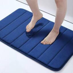 Kelvenix Blue 3 x Memory Foam Bath Mat Extra Soft Non-Slip in Navy - thumbnail 1