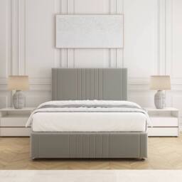 "BSSPOKE Hazel Plush Velvet Divan Bed Set 24"" Headboard & 4Drawers No Mattress in Silver - Size: Double" - thumbnail 3