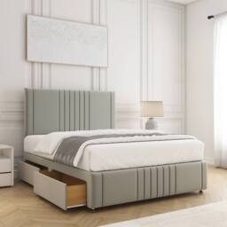 "BSSPOKE Hazel Plush Velvet Divan Bed Set 24"" Headboard & 4Drawers No Mattress in Silver - Size: Double" - thumbnail 2