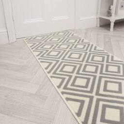 runrug Hallway Carpet Runner Rug - Soft & Comfy, 9mm - 'Kilim' in Grey - Size: 60 cm x 330 cm - thumbnail 1