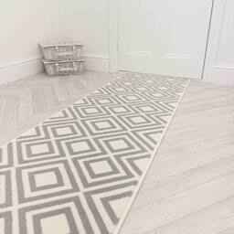 runrug Hallway Carpet Runner Rug - Soft & Comfy, 9mm - 'Kilim' in Grey - Size: 60 cm x 330 cm - thumbnail 4