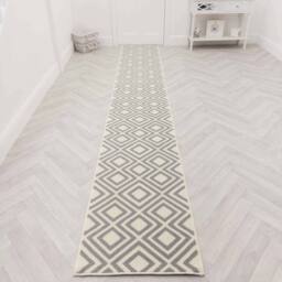 runrug Hallway Carpet Runner Rug - Soft & Comfy, 9mm - 'Kilim' in Grey - Size: 60 cm x 330 cm - thumbnail 7