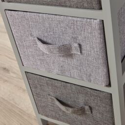 Home Source Wooden Storage Chest 3 Drawer Fabric Basket Organiser Bedroom Hallway in Grey - thumbnail 3