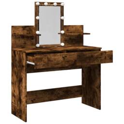 Berkfield Home Dressing Table with LED Smoked Oak 100x40x130 cm in Brown - Size: 100 x 40 x 130 cm - thumbnail 9