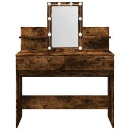 Berkfield Home Dressing Table with LED Smoked Oak 100x40x130 cm in Brown - Size: 100 x 40 x 130 cm - thumbnail 5