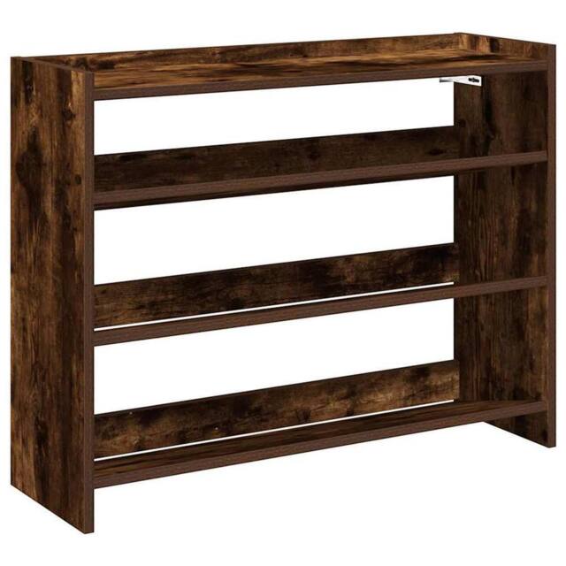Berkfield Home Shoe Rack Smoked Oak 80x25x62 cm Engineered Wood in Brown - Size: 80 x 25 x 62 cm - image 1