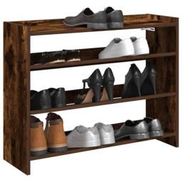 Berkfield Home Shoe Rack Smoked Oak 80x25x62 cm Engineered Wood in Brown - Size: 80 x 25 x 62 cm - thumbnail 2