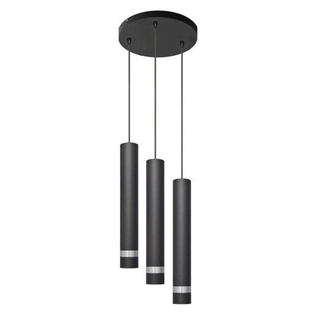 Netlighting Tuba Cluster Pendant Ceiling Light Black Chrome 30cm