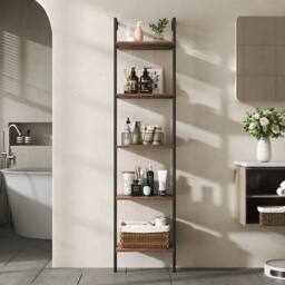 KORVIXA Industrial Floating Shelves Rustic Shelving Unit Home Storage Shelf in Brown - Size: 60 cm x 100 cm - thumbnail 5