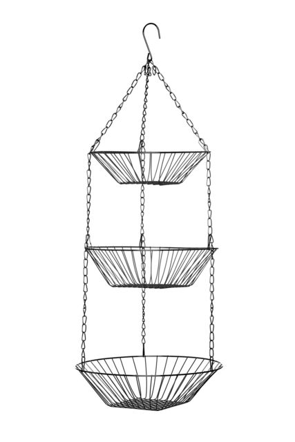Orsina 3 Tier Chrome Hanging Baskets, Space-Saving Storage For Fruit, Veg Or Kitchen Essentials, Durable Wire in Silver - image 1