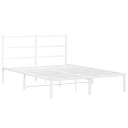 Berkfield Home Metal Bed Frame without Mattress with Headboard White 135x190cm - Size: 135x190 cm - thumbnail 3
