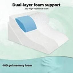 EONLION Large Wedge Pillow Cooling Memory Foam Orthopaedic for Acid Reflux in White - thumbnail 4