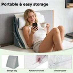 EONLION Large Wedge Pillow Cooling Memory Foam Orthopaedic for Acid Reflux in White - thumbnail 3
