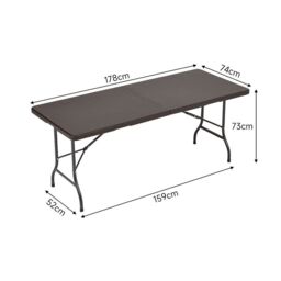Hygrad Built to Survive 6ft Folding Outdoor Rattan Trestle Table in Brown - thumbnail 6